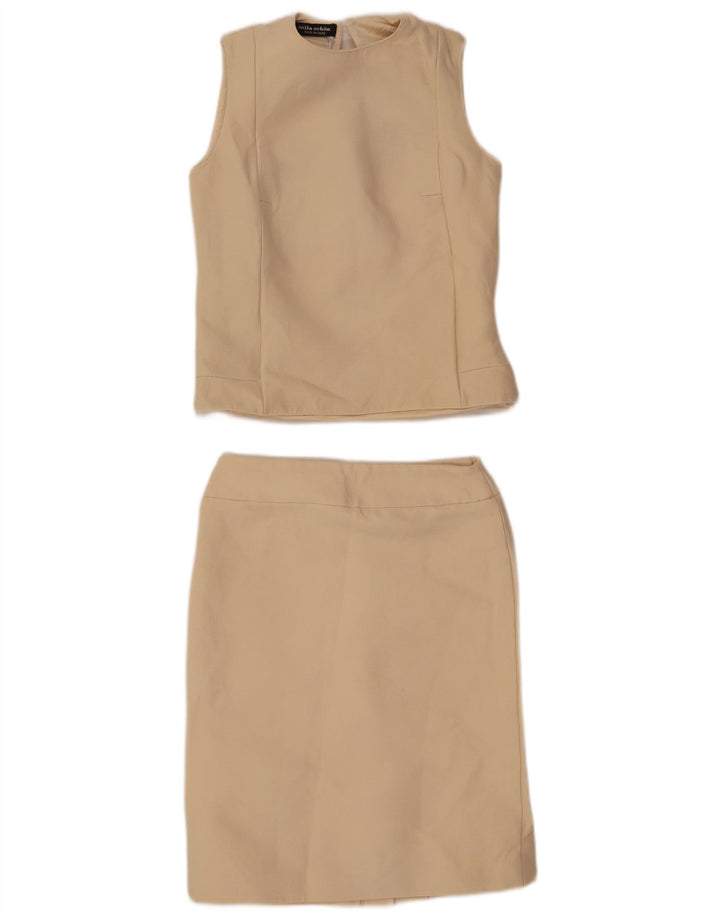 Conjunto de saia feminina Mila Schon de 2 peças IT 42 médio W26 lã bege