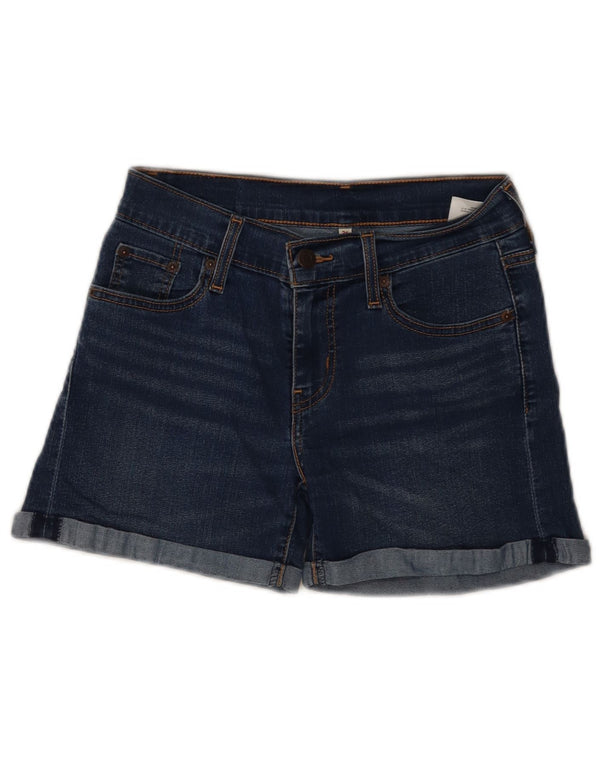Shorts jeans feminino Levi's W26 pequeno algodão azul marinho