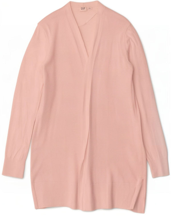 Suéter feminino Gap Longline aberto cardigan Reino Unido 14 algodão rosa médio