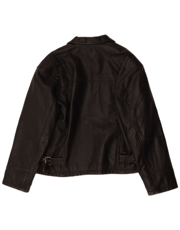 Jaqueta de couro masculina vintage IT 54 XL preta