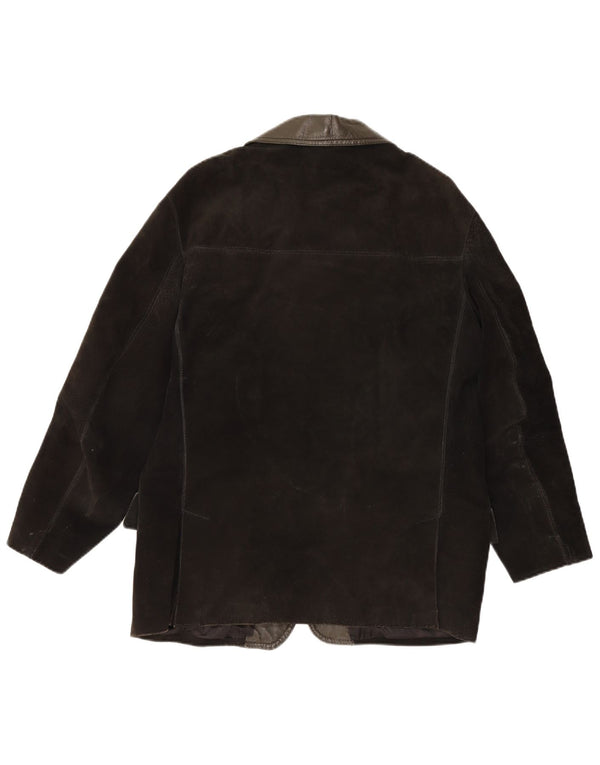 Jaqueta blazer masculina vintage de camurça com 3 botões Reino Unido 38 médio preto