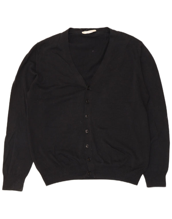 Suéter cardigã masculino Zara grande algodão preto