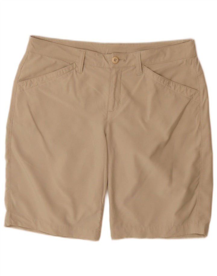 Shorts casuais femininos Eddie Bauer US 10 grandes W32 poliéster bege