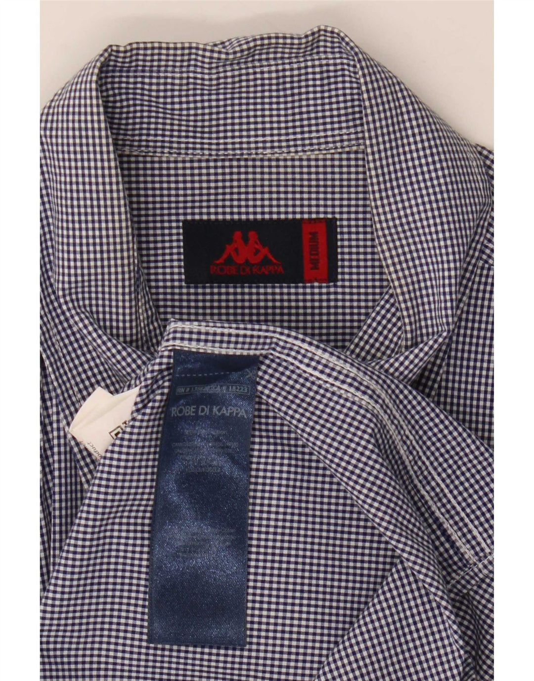 Camisa masculina Kappa de algodão guingão azul marinho médio