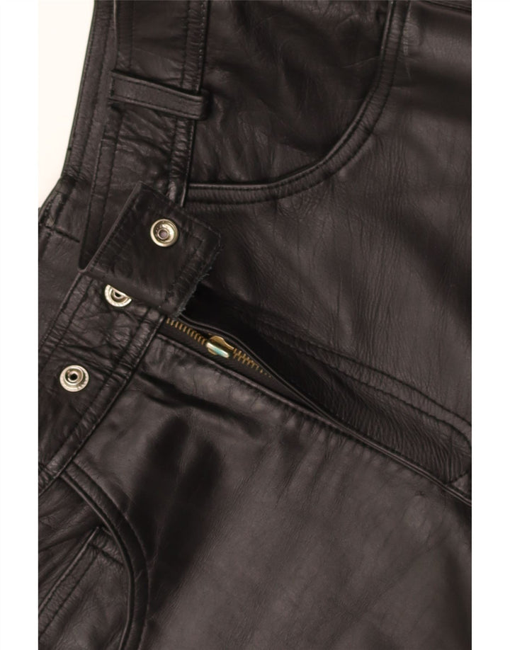 Calça feminina de couro cônico VINTAGE W30 L28 preta