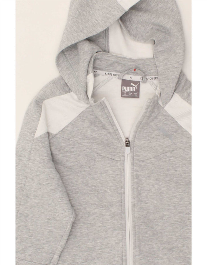 PUMA Womens Zip Hoodie Sweater UK 6 XS Grey Colourblock Cotton Vintage Puma and Second-Hand Puma from Messina Hembry 