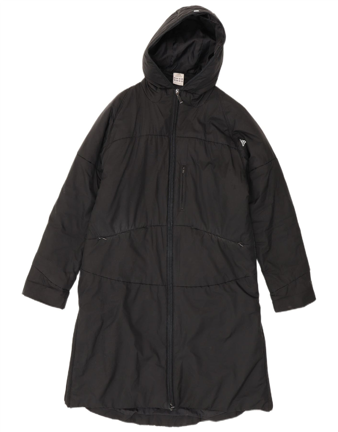 Casaco acolchoado com capuz feminino Adidas UK 14 poliéster preto médio