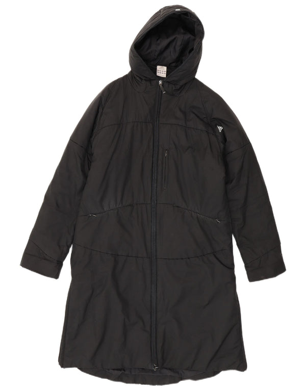 Casaco acolchoado com capuz feminino Adidas UK 14 poliéster preto médio