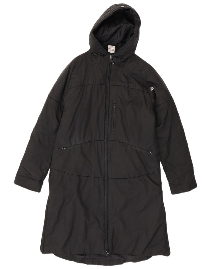Casaco acolchoado com capuz feminino Adidas UK 14 poliéster preto médio