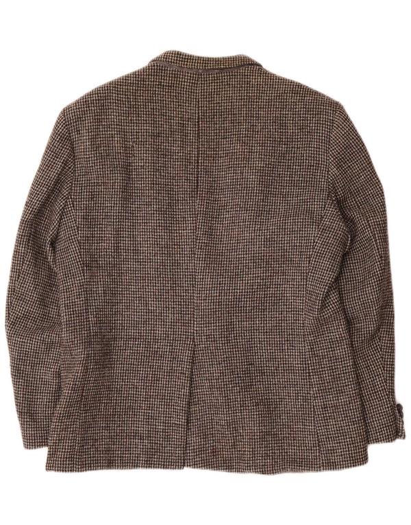 Jaqueta blazer masculina de 2 botões Harris Tweed Reino Unido 38 médio marrom houndstooth