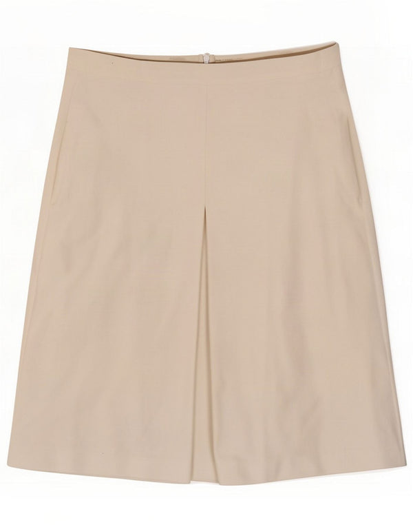 Max Mara Womens A-Line Saia Reino Unido 16 Grande W34 Algodão Branco