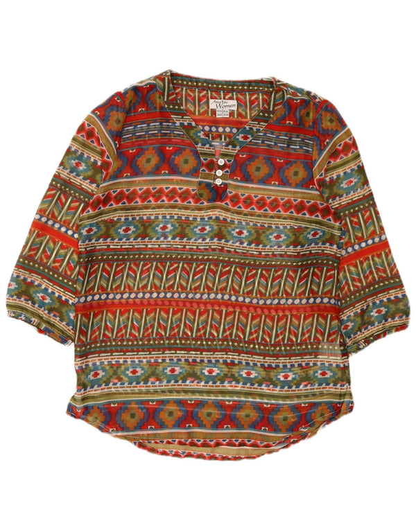 Blusa feminina vintage EU 38/40 média multicolorida geométrica