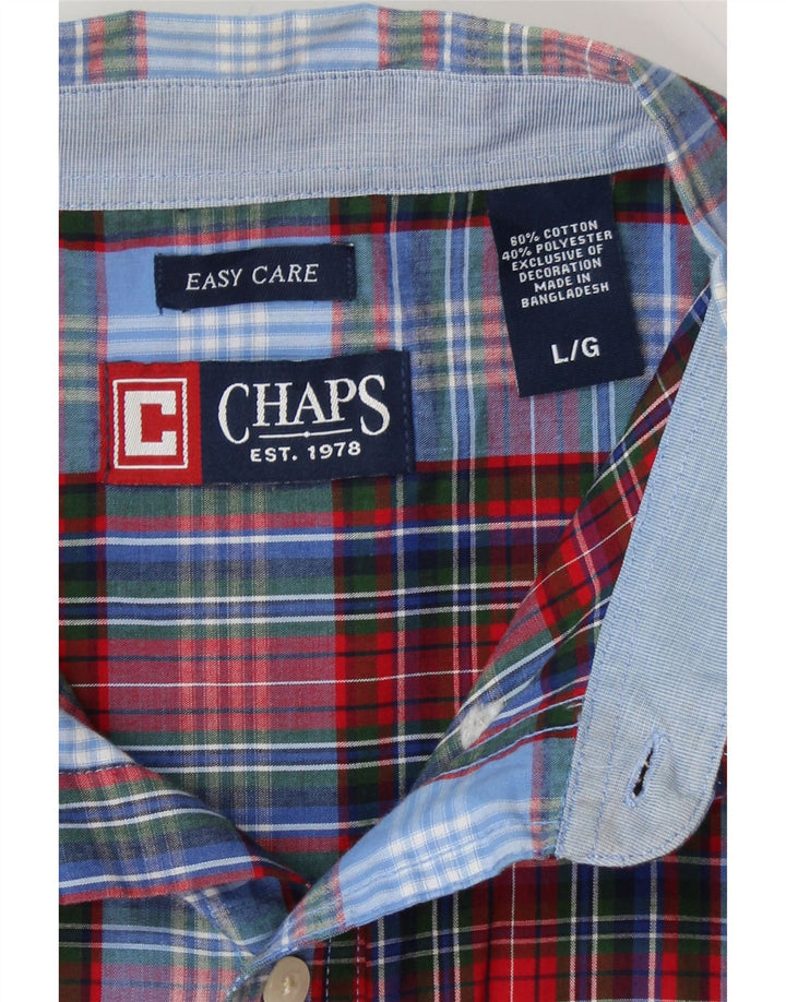 CHAPS Mens Short Sleeve Shirt Large Blue Check Cotton Vintage Chaps and Second-Hand Chaps from Messina Hembry 
