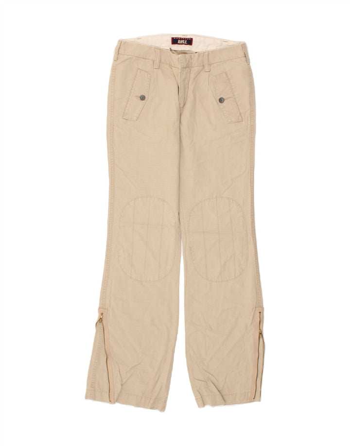 RIFLE Womens Bootcut Casual Trousers W26 L31  Beige Cotton | Vintage Rifle | Thrift | Second-Hand Rifle | Used Clothing | Messina Hembry 