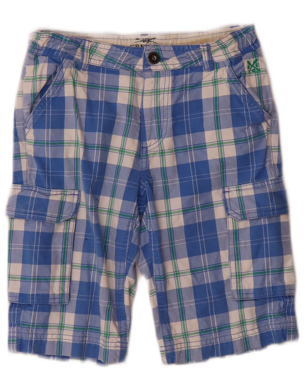 Shorts cargo masculinos Crew Clothing 8-9 anos W24 algodão xadrez azul