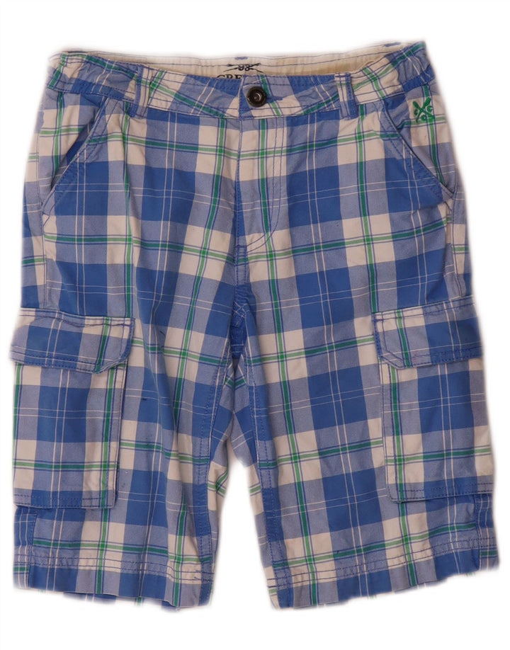 Shorts cargo masculinos Crew Clothing 8-9 anos W24 algodão xadrez azul