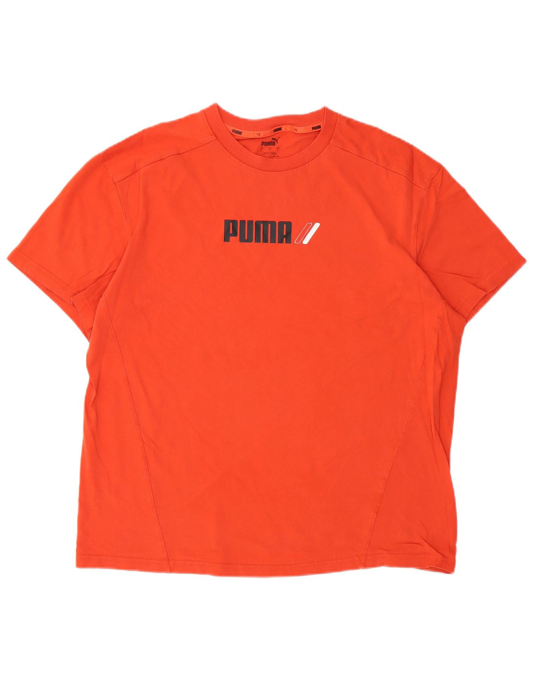 Camiseta masculina PUMA com estampa gráfica grande laranja