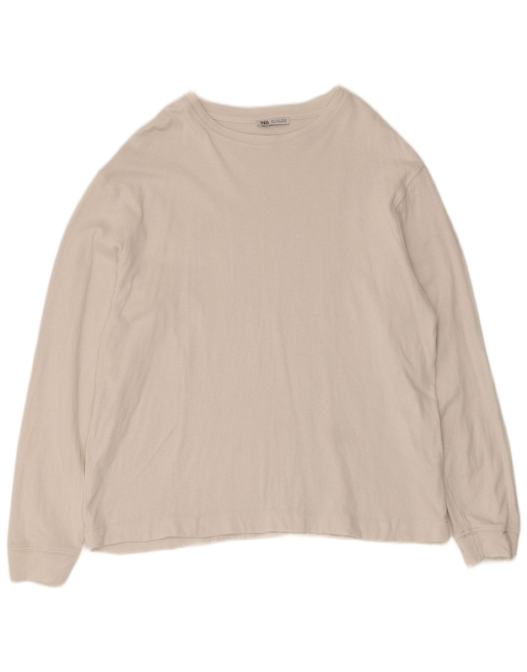 Zara Top masculino manga comprida grande algodão branco