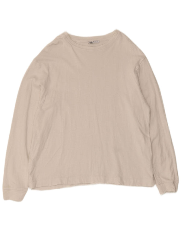 Zara Top masculino manga comprida grande algodão branco