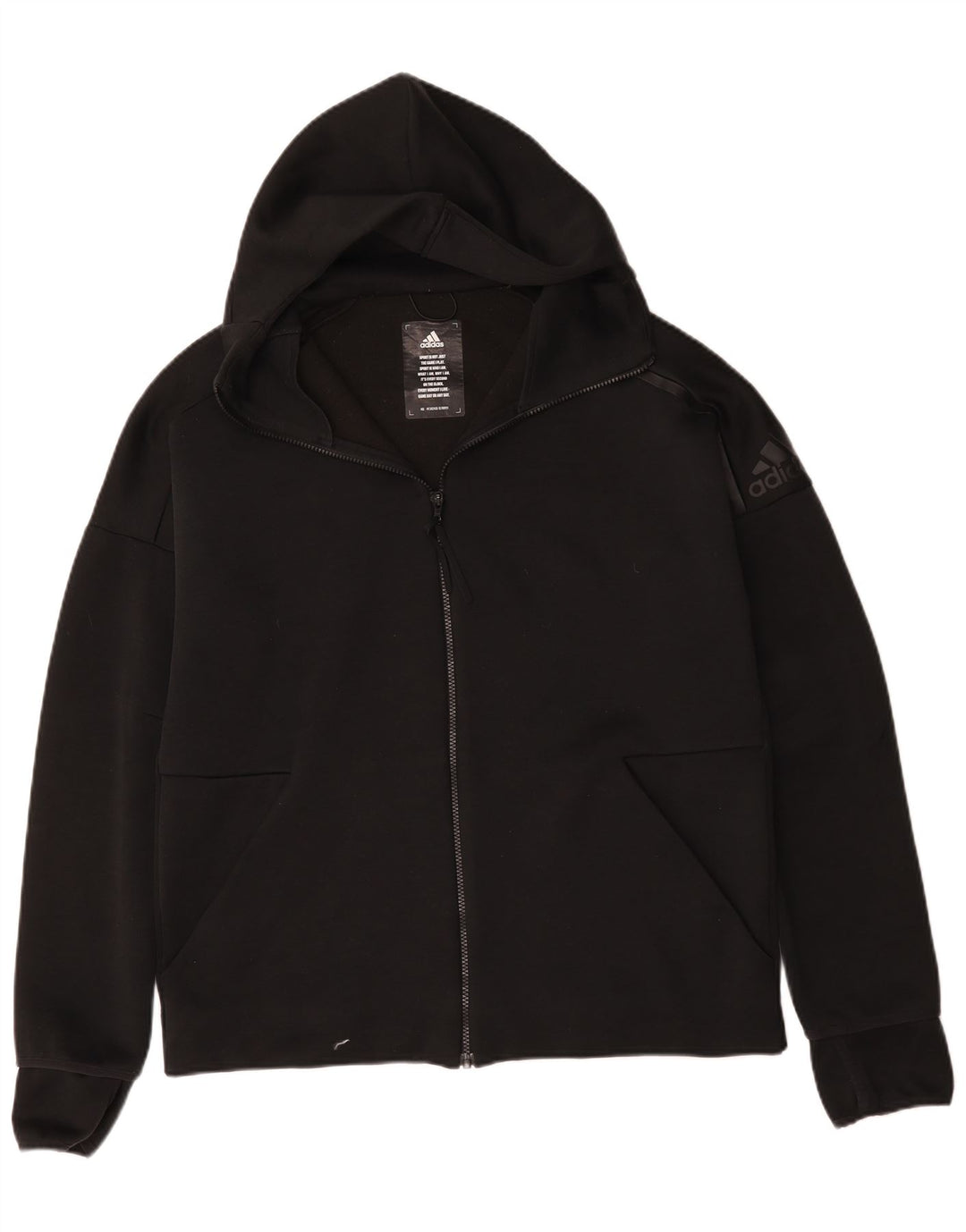 Suéter Adidas Masculino Zip com Capuz Grande Poliéster Preto