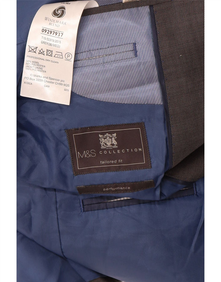 Jaqueta blazer masculina MARKS & SPENCER sob medida com 2 botões Reino Unido 38 cinza médio
