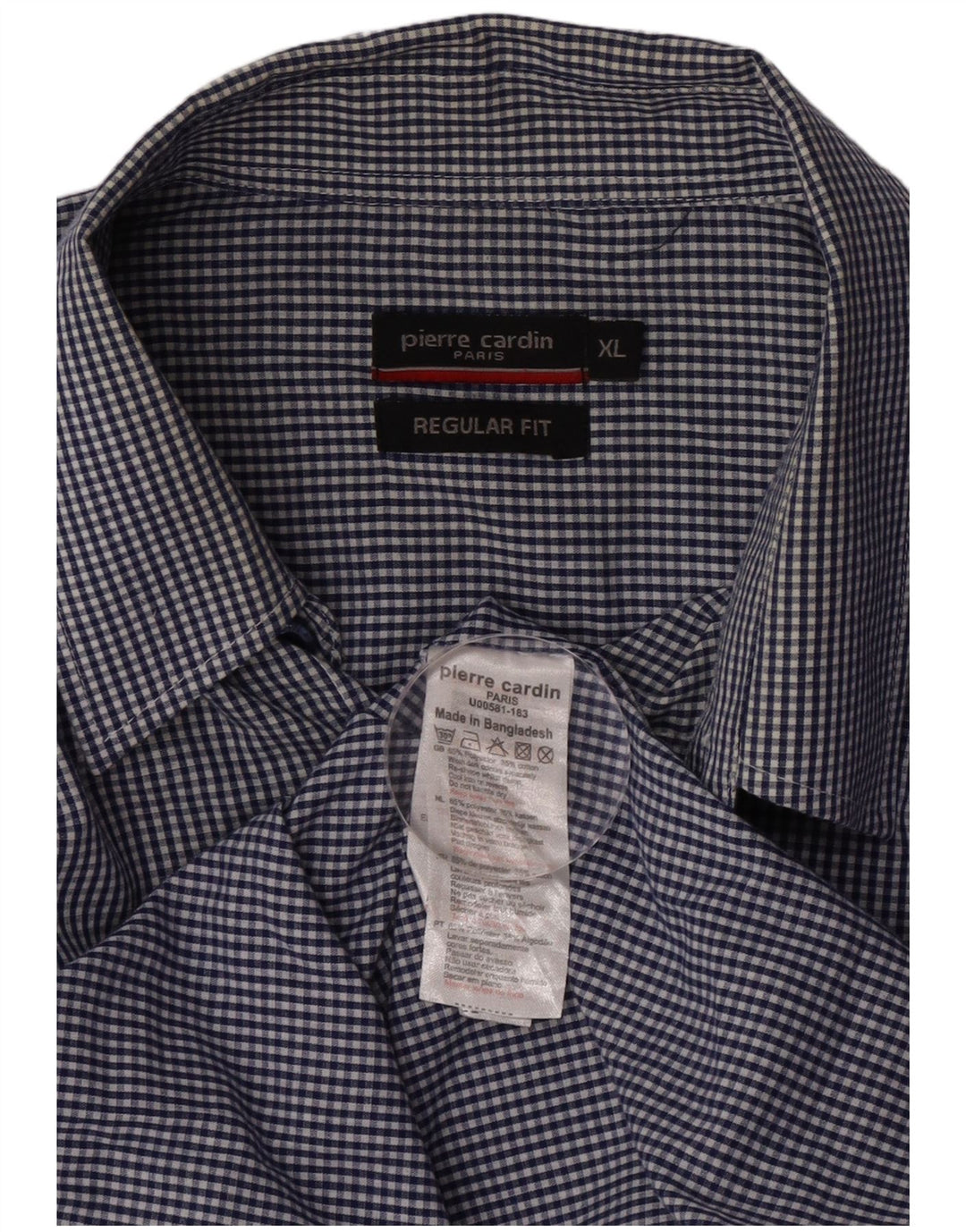 Camisa masculina Pierre Cardin Regular Fit XL azul marinho poliéster guingão