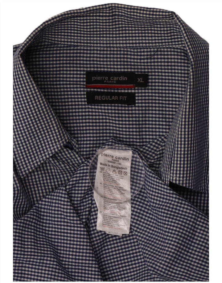 Camisa masculina Pierre Cardin Regular Fit XL azul marinho poliéster guingão