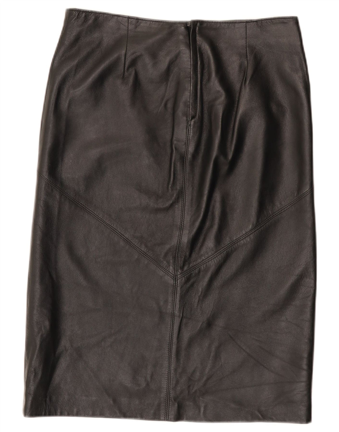 Saia de couro feminina vintage IT 44 médio W30 couro preto