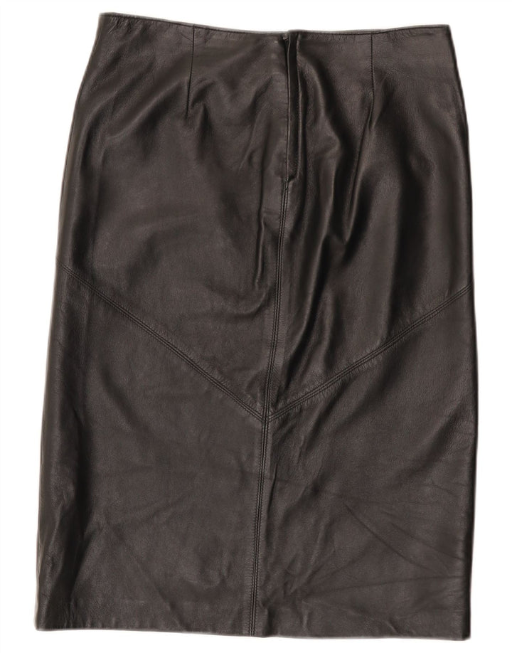 Saia de couro feminina vintage IT 44 médio W30 couro preto