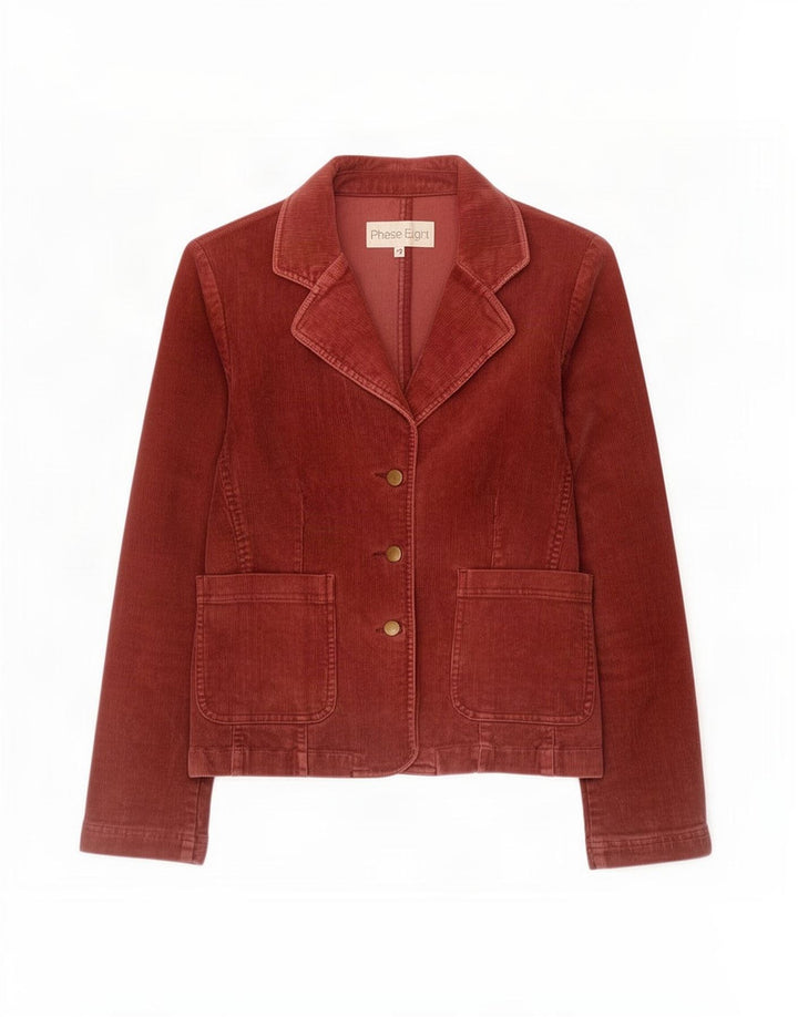 Jaqueta blazer feminina de veludo cotelê com 3 botões Phase Eight Reino Unido 12 Médio Borgonha