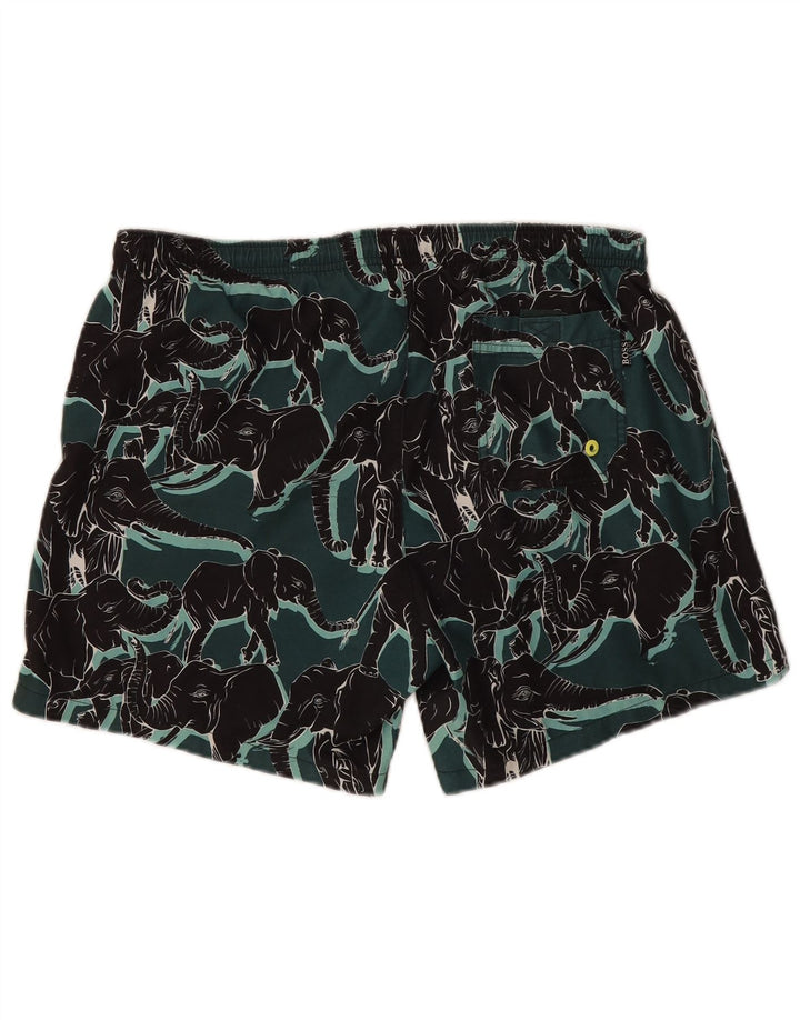 Hugo Boss Shorts de natação masculino verde médio com estampa animal