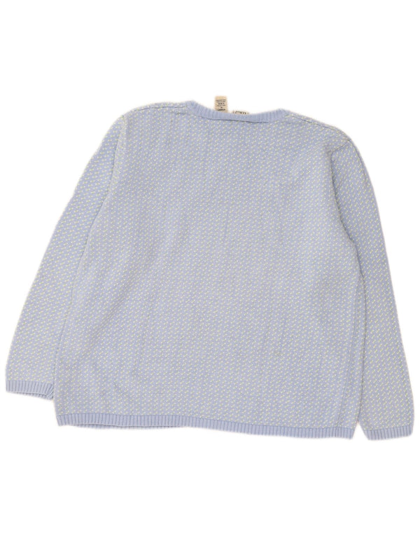 L.L.Bean Suéter feminino com gola canoa Reino Unido 18 XL algodão manchado azul