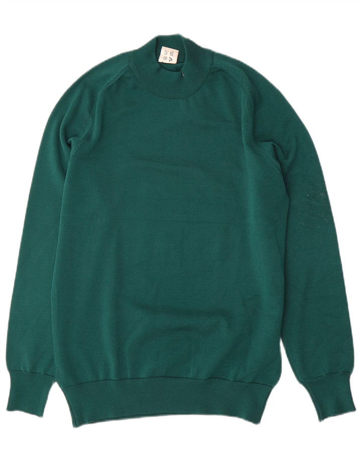 Suéter feminino vintage com gola tartaruga Reino Unido 12 verde médio