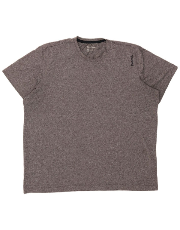 Camiseta masculina Reebok Top 2XL poliéster manchado cinza