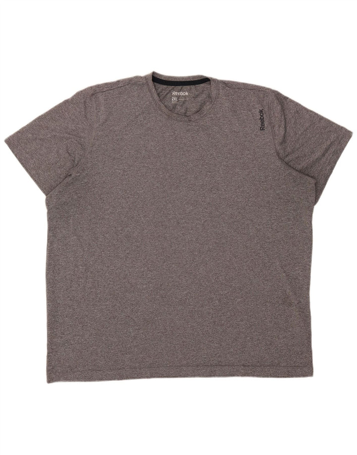 Camiseta masculina Reebok Top 2XL poliéster manchado cinza