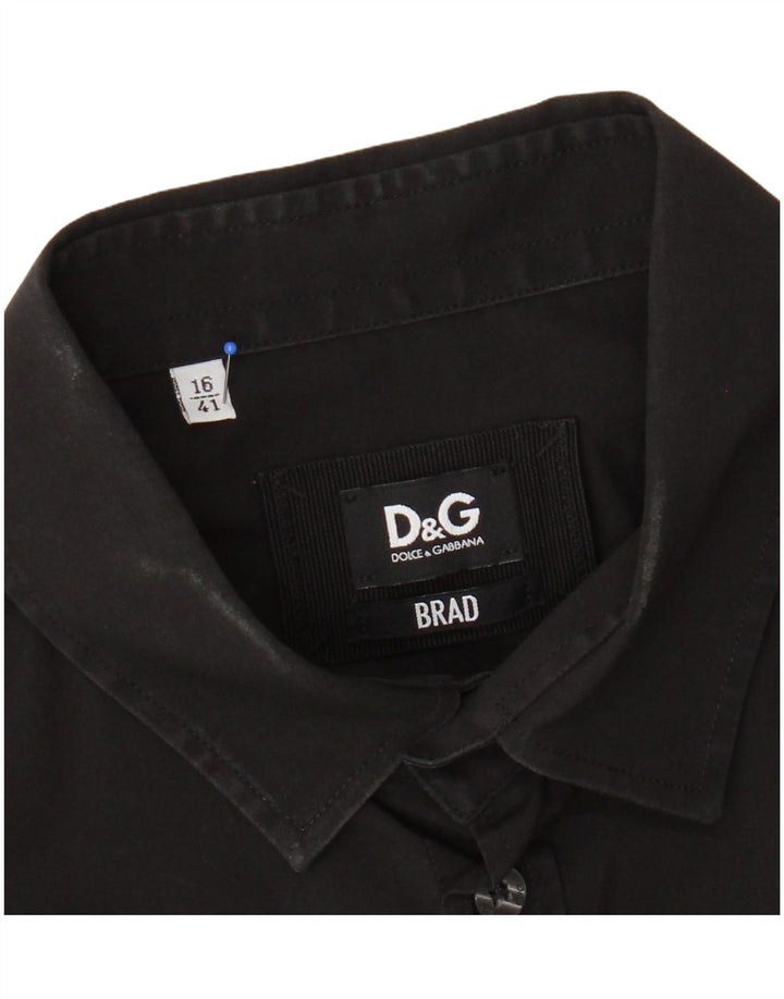 Camisa masculina DOLCE & GABBANA tamanho 16 41 grande algodão preto