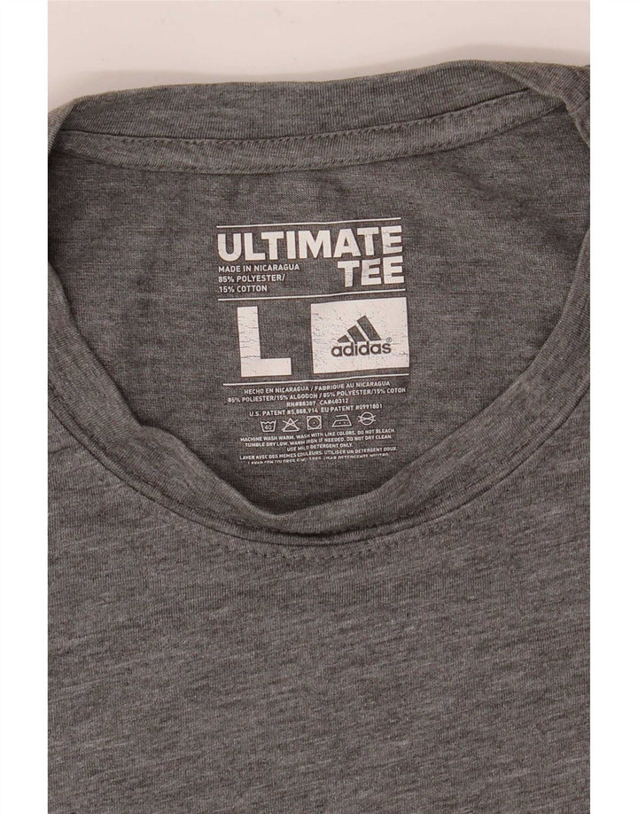 Camiseta masculina Adidas Climalite Top grande poliéster manchado cinza