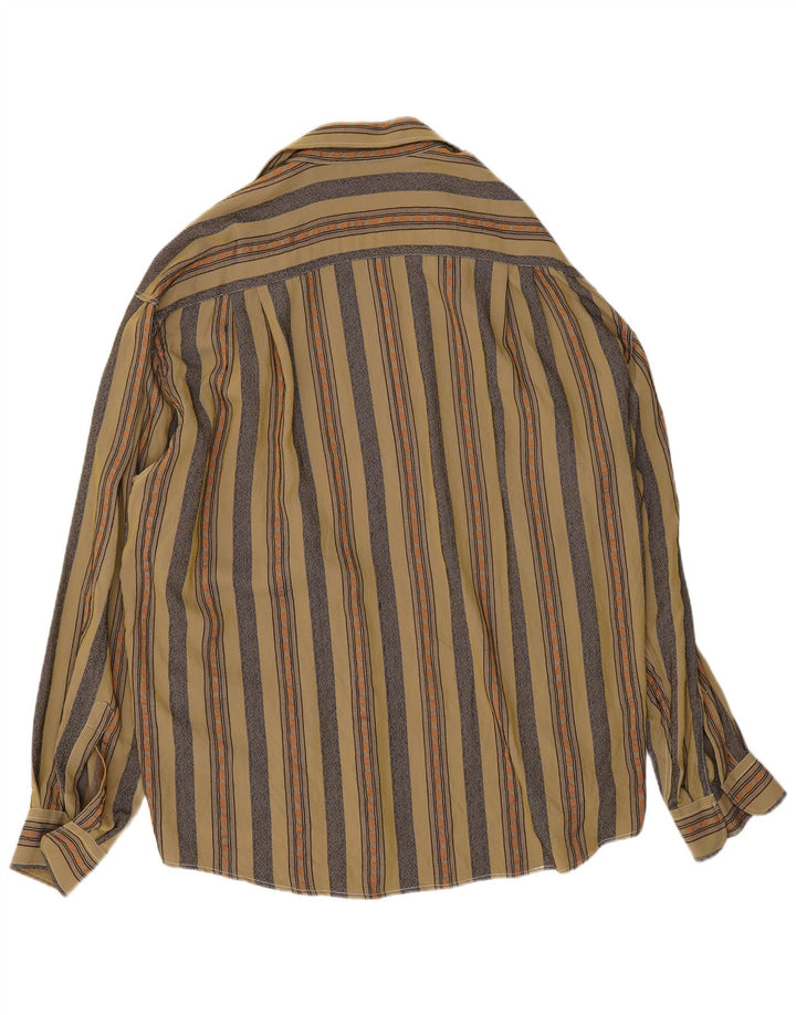 Camisa masculina vintage XL cáqui listrada viscose