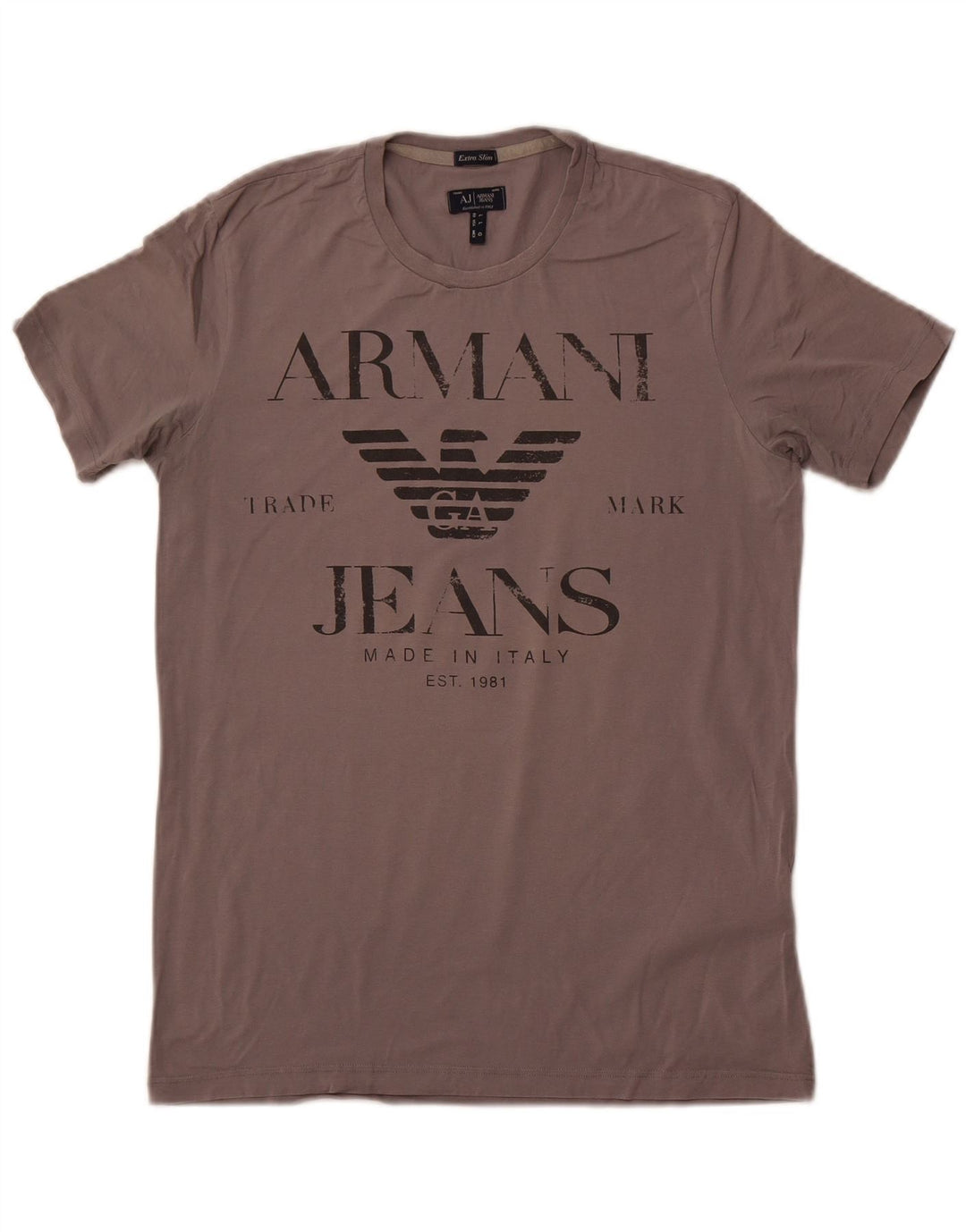 Camiseta masculina Armani Jeans extra slim com estampa gráfica grande algodão cinza