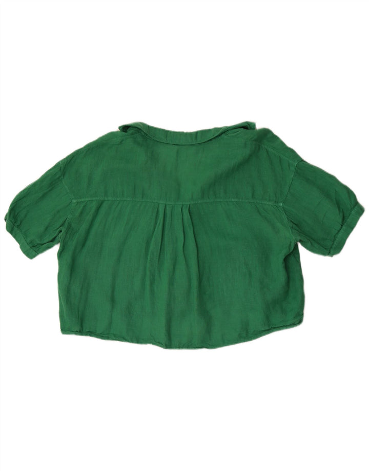 Blusa feminina Zara com manga curta e corte oversized Reino Unido 14 verde médio