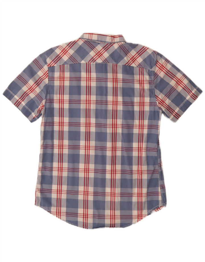 Camisa masculina Levi's manga curta slim fit médio azul xadrez algodão