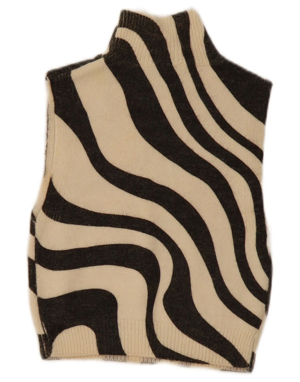 Regata feminina Zara com colete curto UK 4 XS bege estampa animal