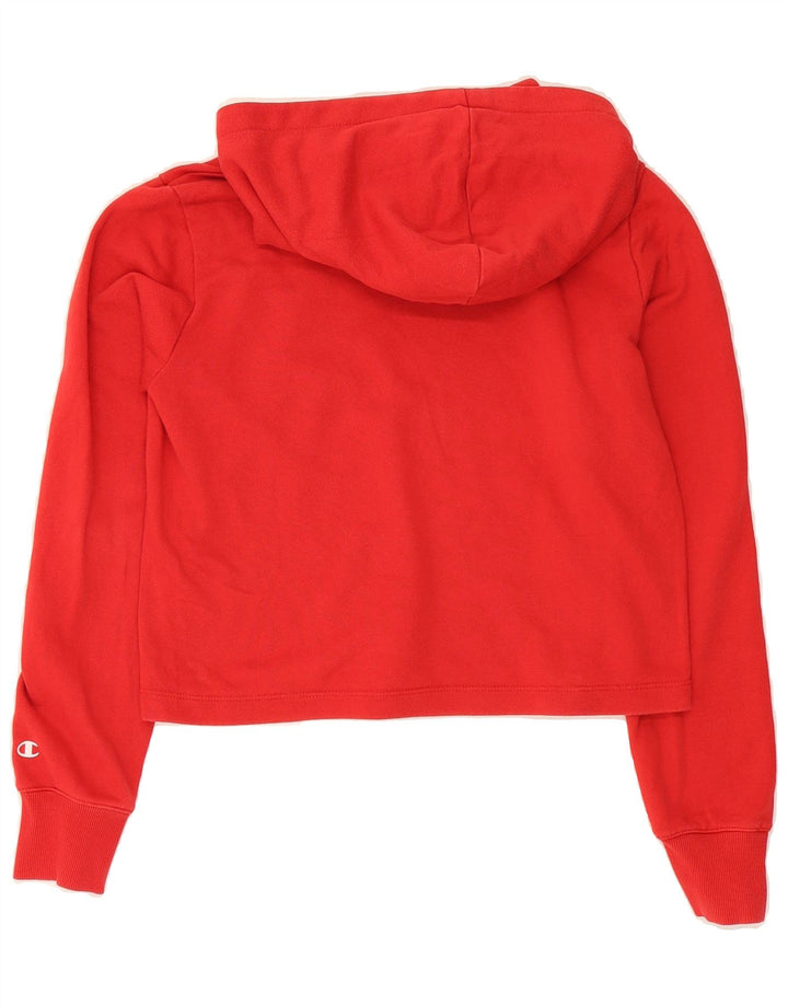 CHAMPION Womens Crop Hoodie Jumper UK 14 Medium Red Cotton Vintage Champion and Second-Hand Champion from Messina Hembry 
