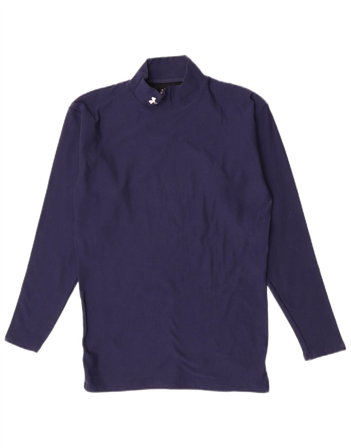 Top feminino Under Armour manga comprida UK 14 grande azul marinho nylon