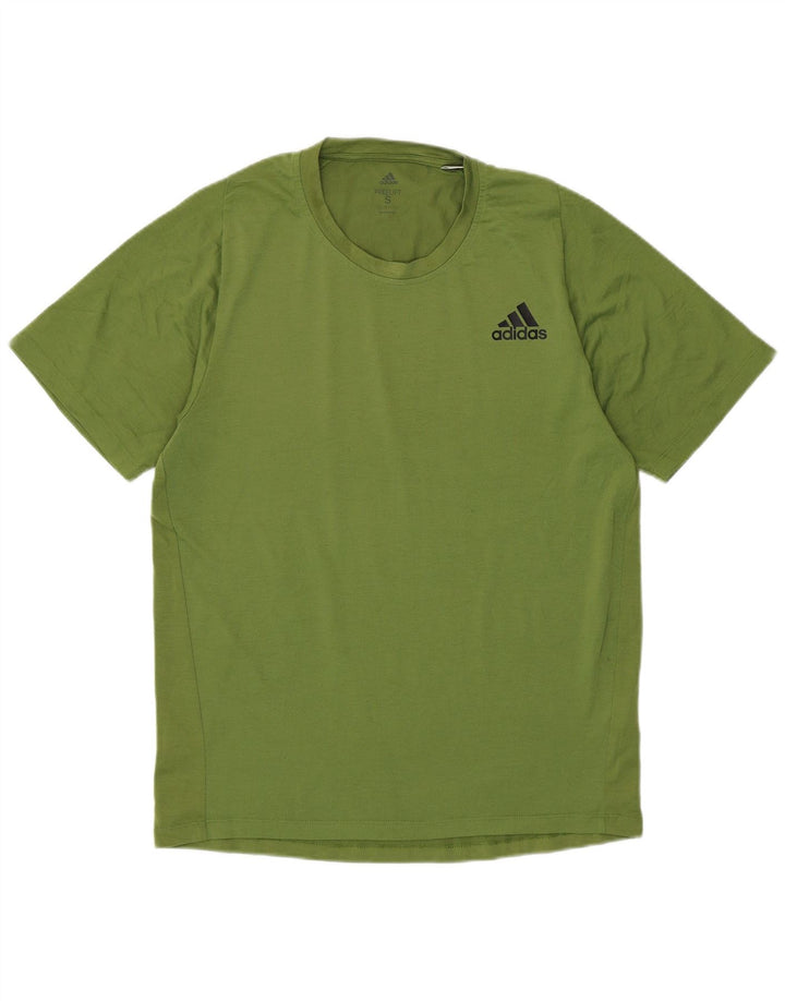 Adidas Mens Climalite Camiseta Top Pequeno Algodão Verde