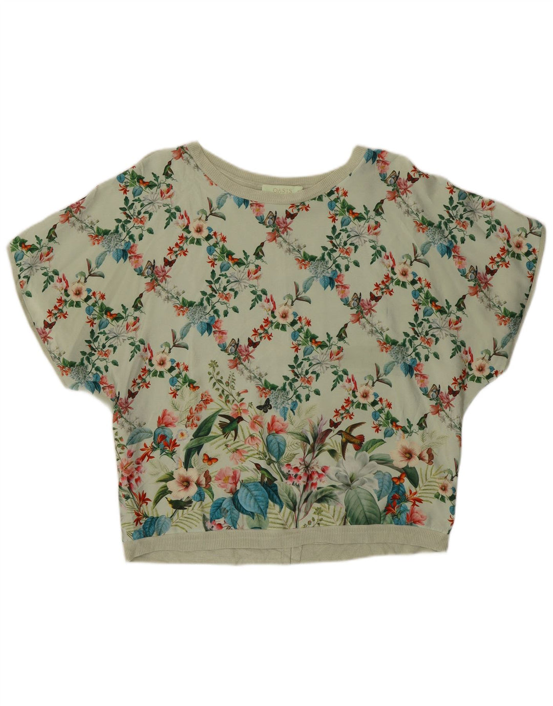 Blusa feminina Oasis UK 10 pequena floral verde