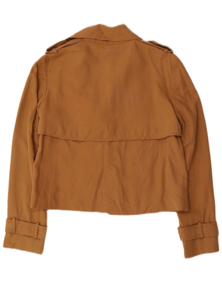 Zara Jaqueta Blazer Feminina Oversized Crop Open Reino Unido 6 XS Marrom Lyocell