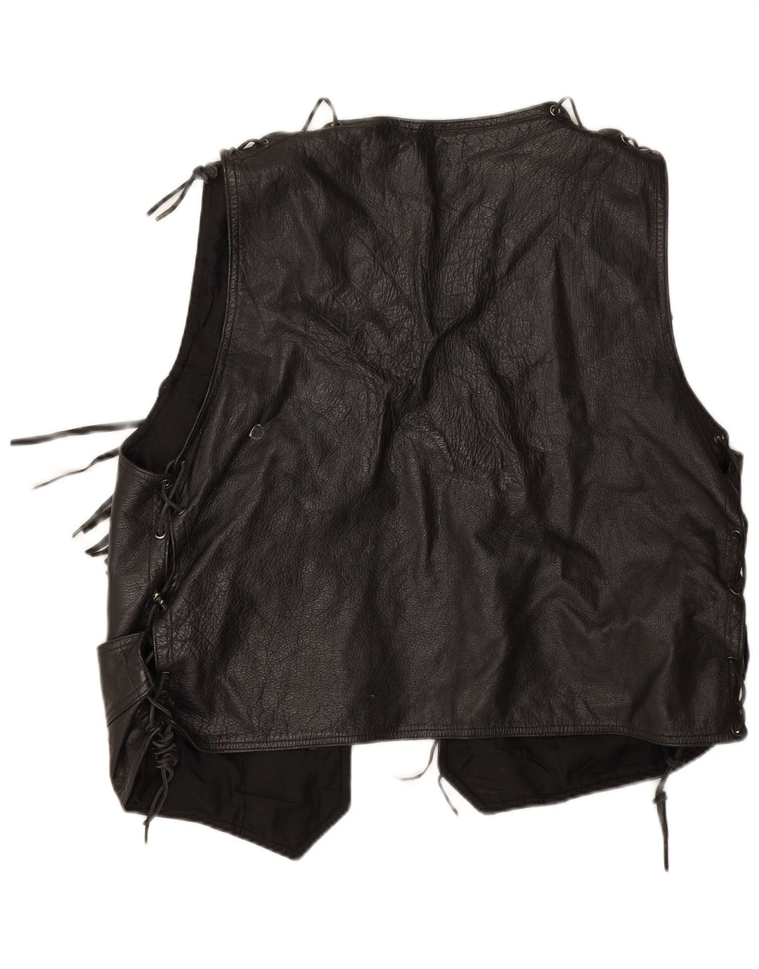 Colete de couro feminino vintage UK 20 2XL couro preto