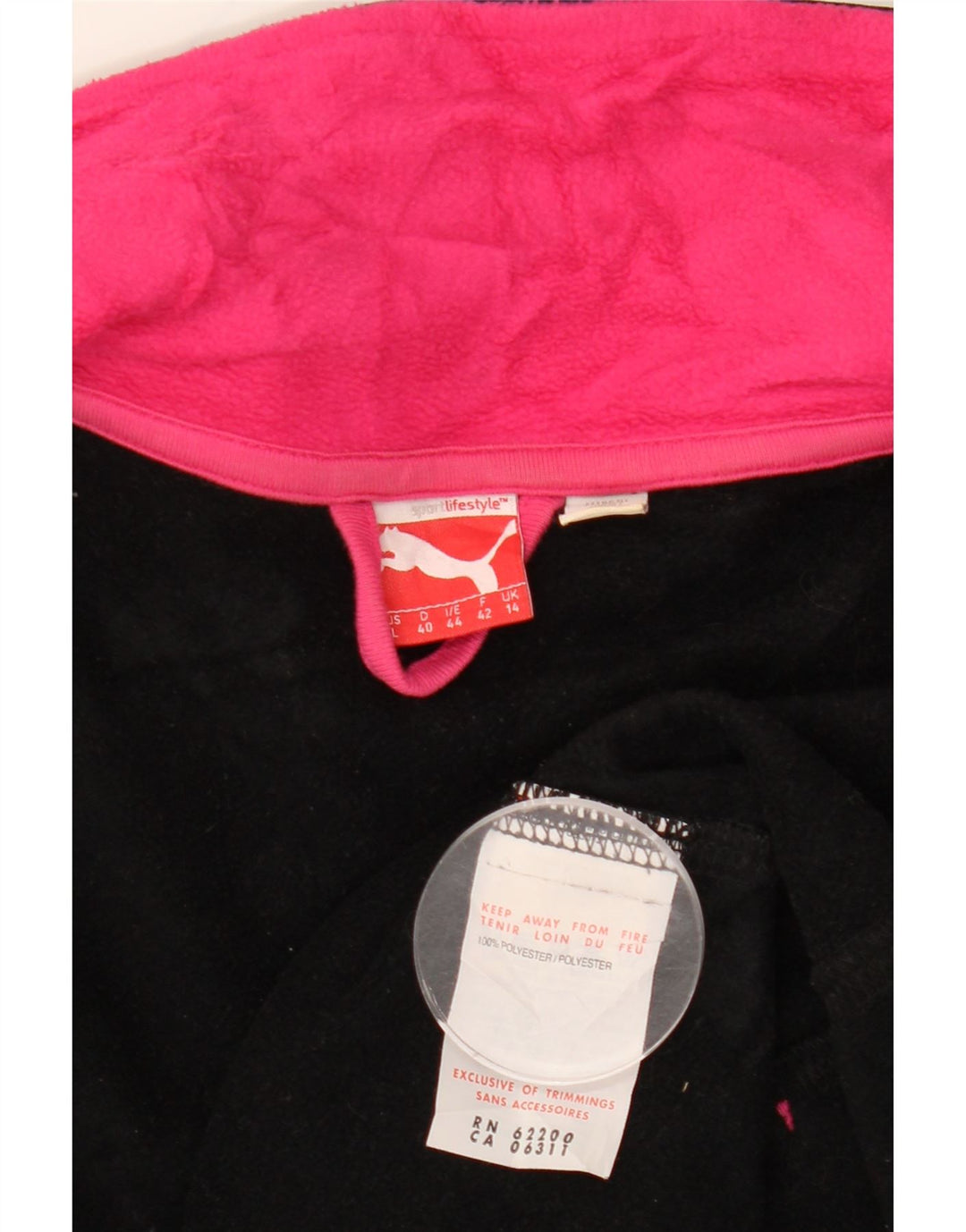 PUMA Womens Tracksuit Top Jacket UK 14 Médio Preto Poliéster