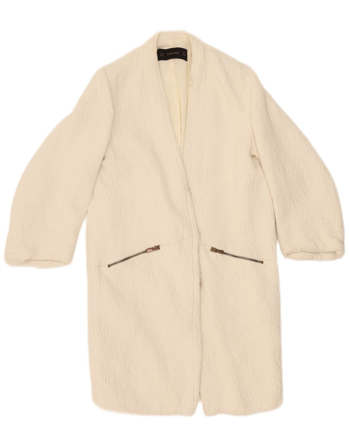 Sobretudo feminino Zara UK 14 médio off white poliéster